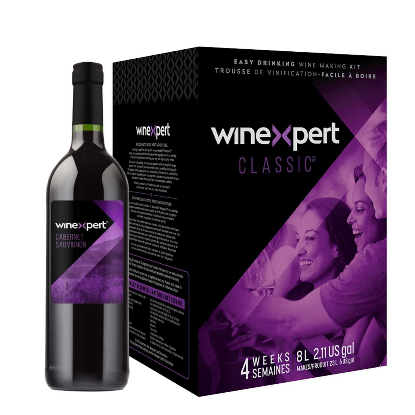 Kit de fabrication de vin rouge Winexpert Classic Carbernet Sauvignon – trousse de vinification artisanale pour créer 23 L de vin de qualité comparable à ceux de la SAQ, vendu chez Les Plaisirs du Vin.