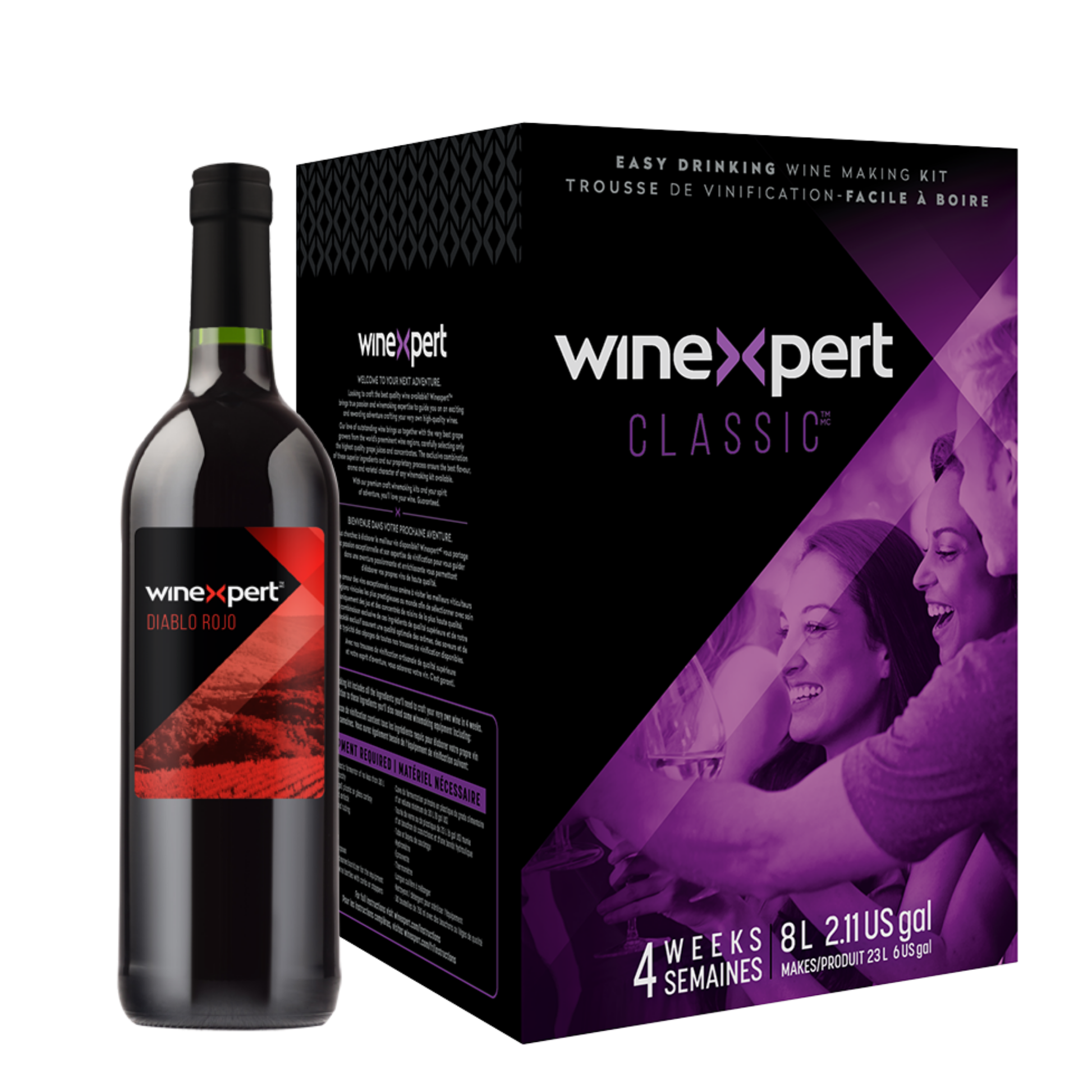 Kit de fabrication de vin rouge Winexpert Classic Diablo Rojo – trousse de vinification artisanale pour créer 23 L de vin de qualité comparable à ceux de la SAQ, vendu chez Les Plaisirs du Vin.